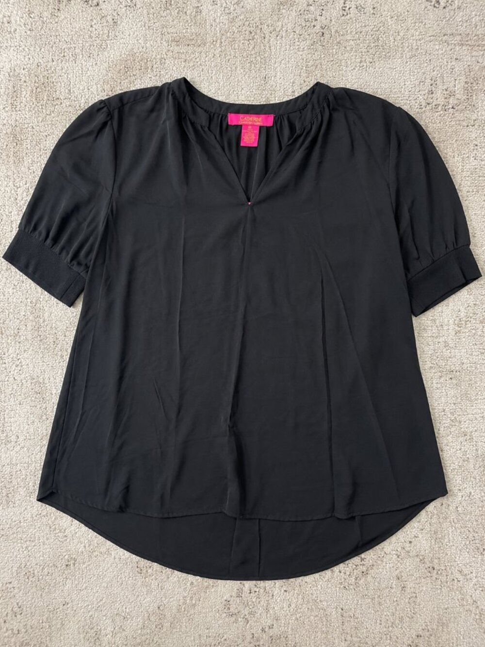 Catherine Malandrino Black Short Sleeve Top Size L NWT - Picture 4 of 6